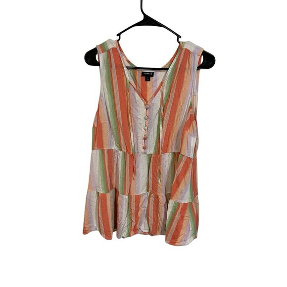 Torrid Women's 1 (14/16 1X) Fresh Stripe Tank Lenny Tiered Button Front & Tie - Picture 1 of 4